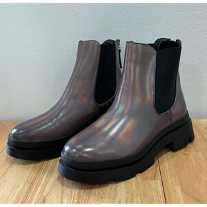 Steve Madden Chelsea Metallic Gray Chunky Slip On Boots Size 5 Girls New No Tag